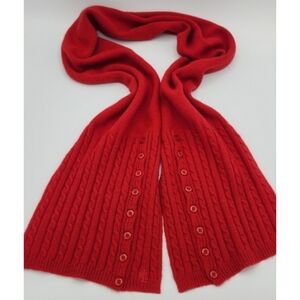 Lauren Ralph Lauren Red Cable Knit Rabbit Hair/Wool Blend Scarf With Buttons